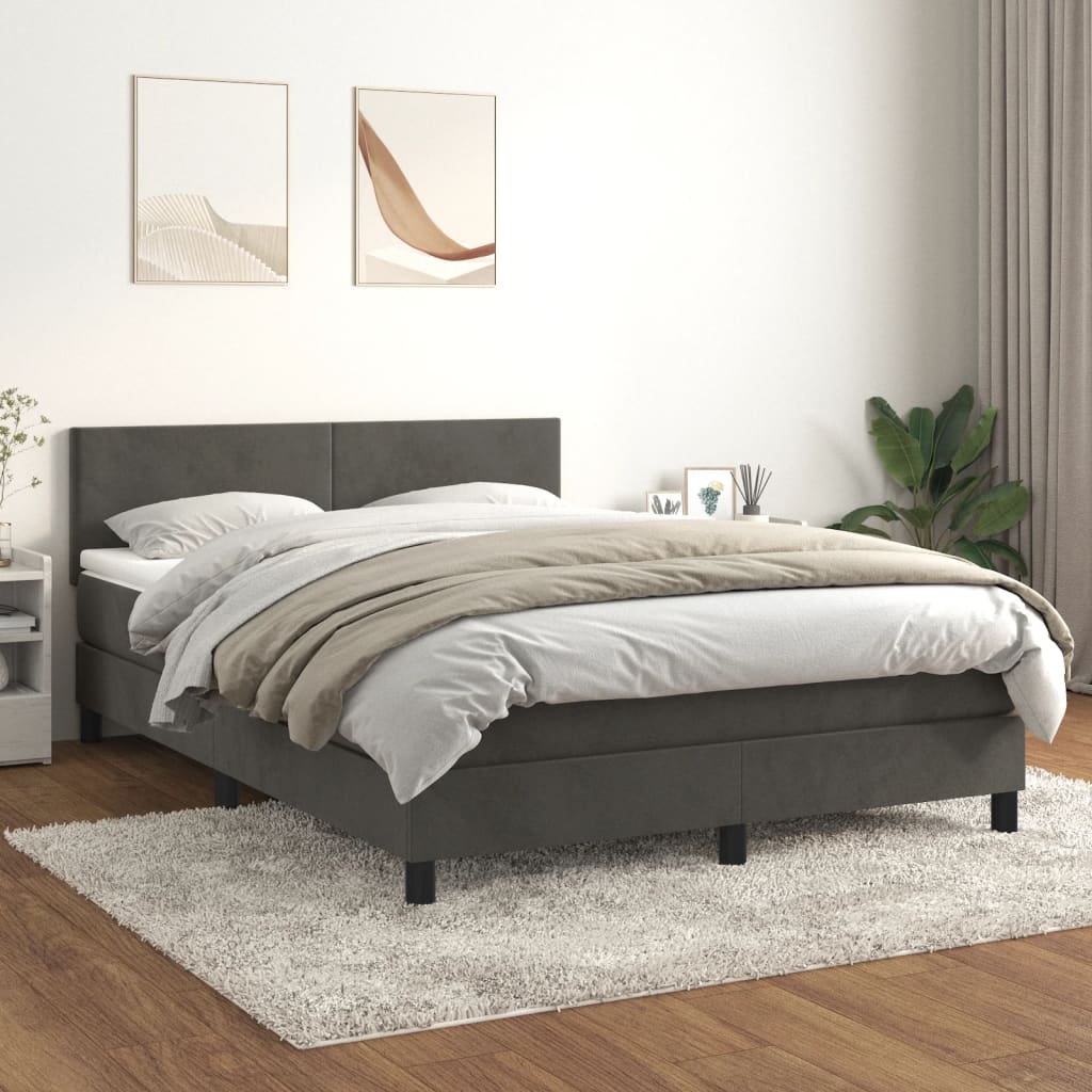 Box Spring Postel S Matrací Samet Tmavě Šedá