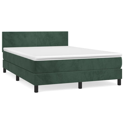 Box Spring Postel S Matrací Tmavě Zelená 140X200 Cm Samet