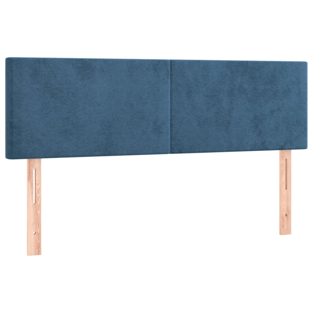Box Spring Postel S Matrací Tmavě Modrá 140X200 Cm Samet