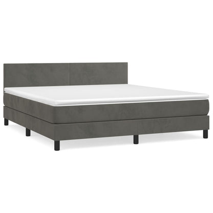 Box Spring Postel S Matrací Samet Tmavě Šedá