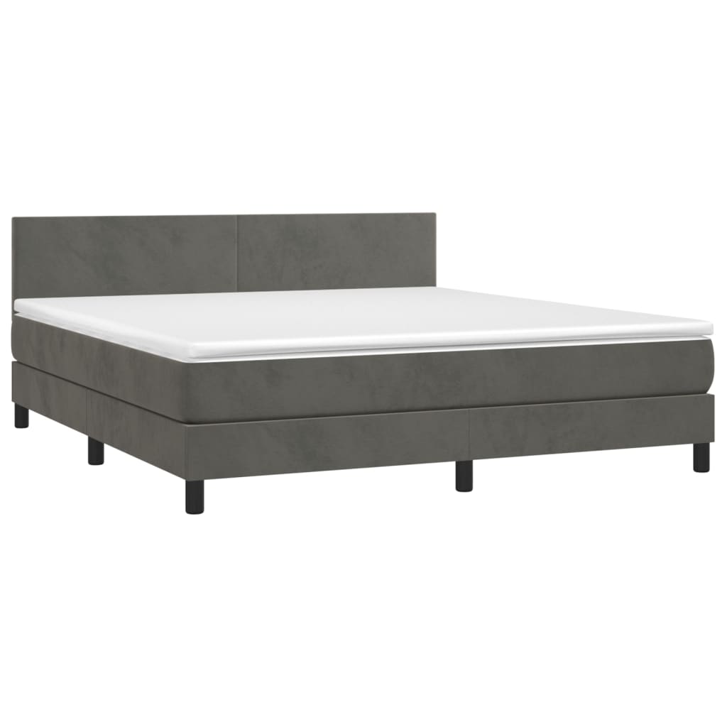 Box Spring Postel S Matrací Samet Tmavě Šedá
