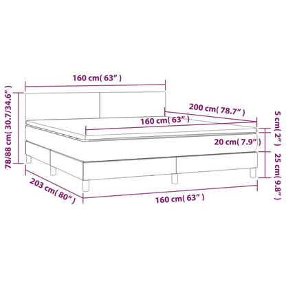 Box Spring Postel S Matrací Samet Tmavě Šedá