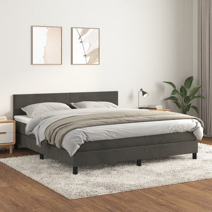Box Spring Postel S Matrací Samet Tmavě Šedá