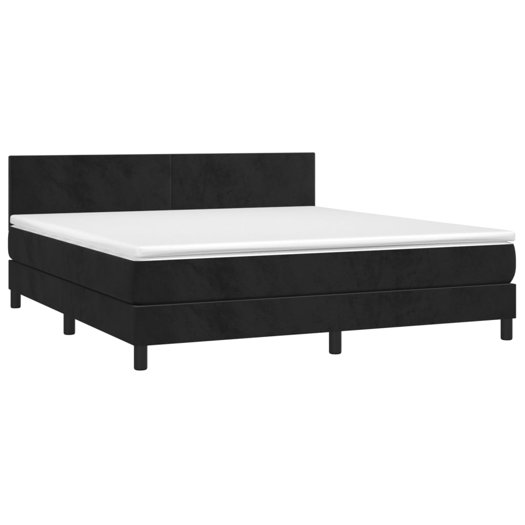 Box Spring Postel S Matrací Černá 160X200 Cm Samet