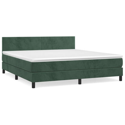 Box Spring Postel S Matrací Tmavě Zelená 160X200 Cm Samet