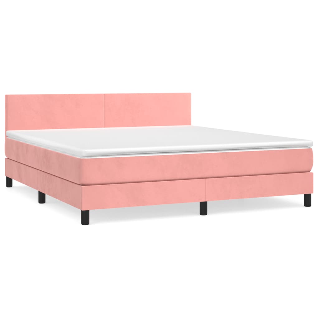Box Spring Postel S Matrací Růžová 180X200 Cm Samet