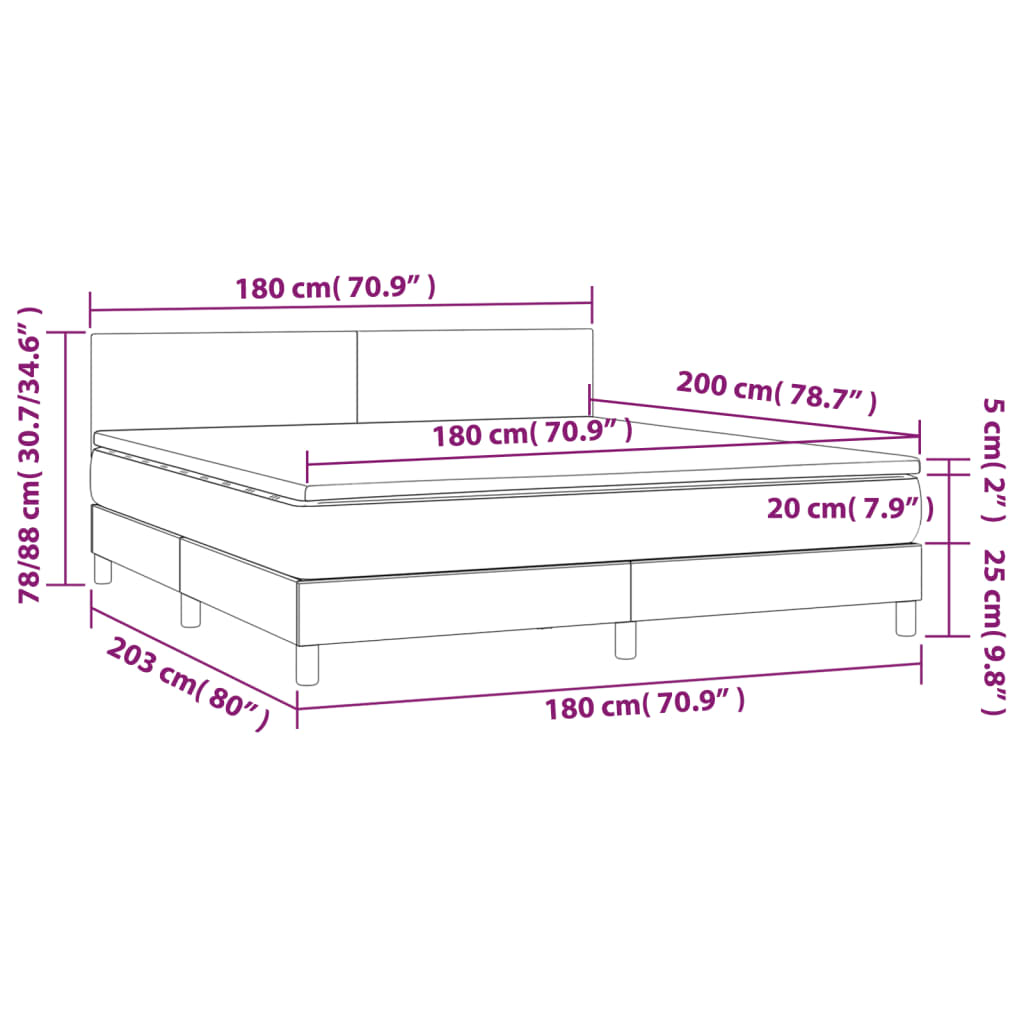 Box Spring Postel S Matrací Růžová 180X200 Cm Samet