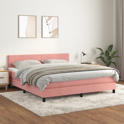 Box Spring Postel S Matrací Růžová 180X200 Cm Samet