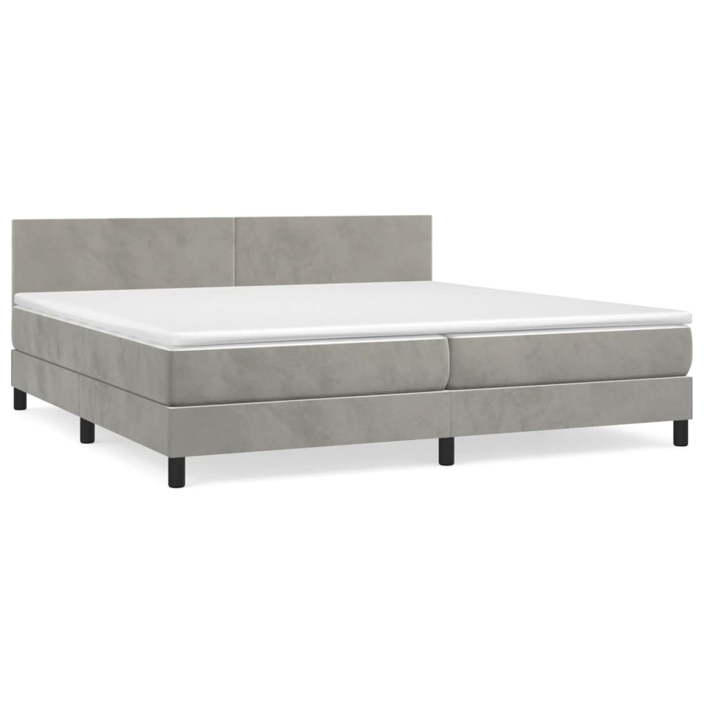Box Spring Postel S Matrací Samet Světle Šedá