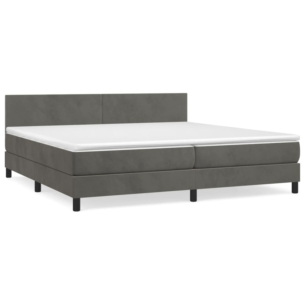 Box Spring Postel S Matrací Samet Tmavě Šedá