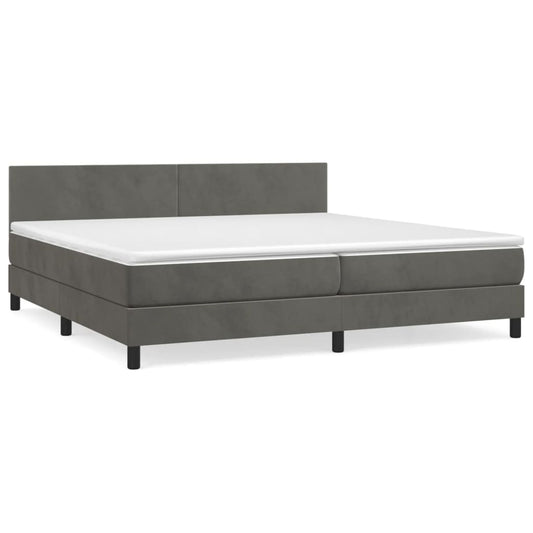 Box Spring Postel S Matrací Samet Tmavě Šedá