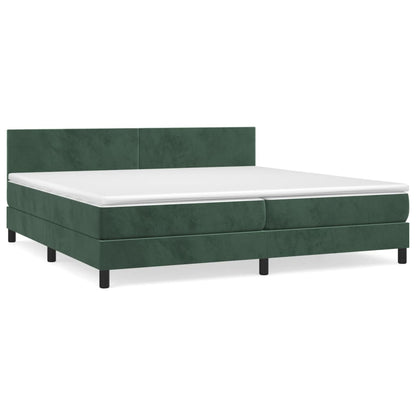 Box Spring Postel S Matrací Tmavě Zelená 200X200 Cm Samet