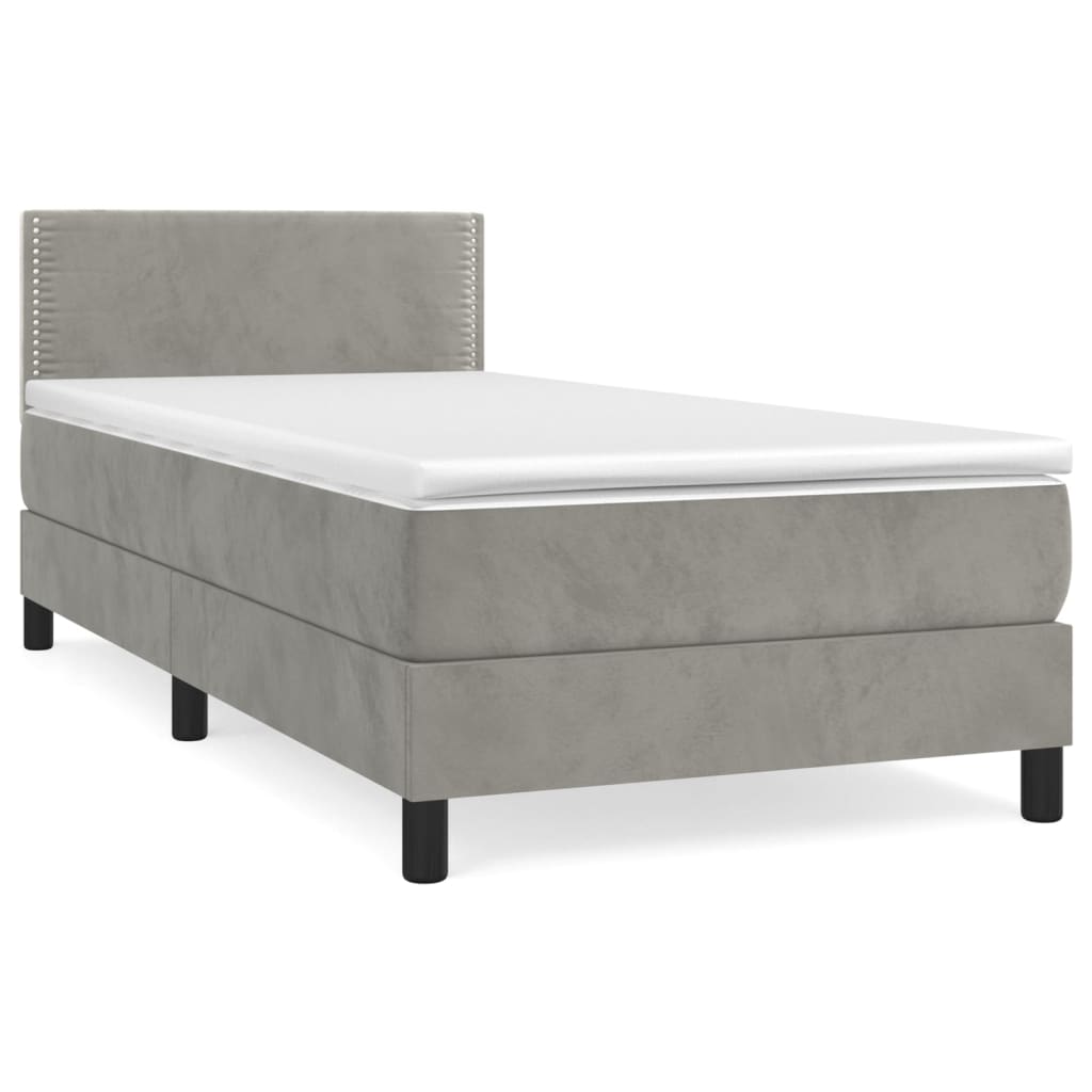 Box Spring Postel S Matrací Světle Šedá 80 X 200 Cm Samet
