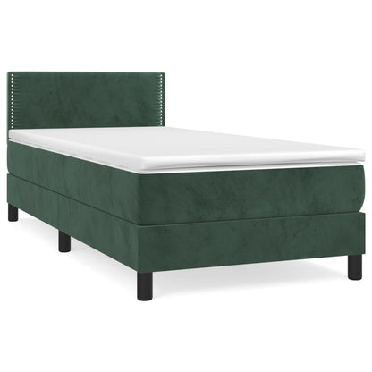 Box Spring Postel S Matrací Tmavě Zelená 80 X 200 Cm Samet