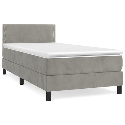 Box Spring Postel S Matrací Světle Šedá 90X190 Cm Samet