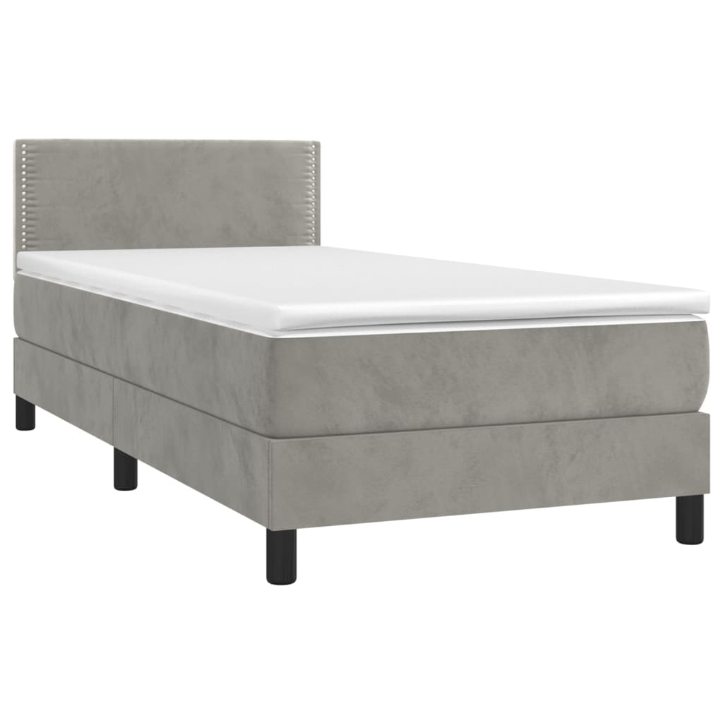 Box Spring Postel S Matrací Světle Šedá 90X190 Cm Samet