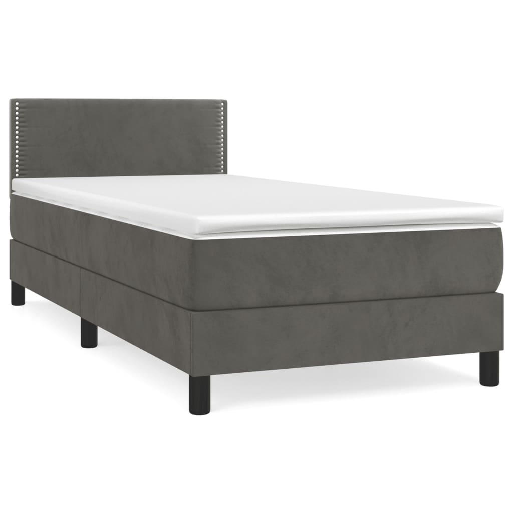 Box Spring Postel S Matrací Tmavě Šedá 90X190 Cm Samet