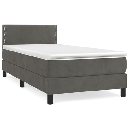 Box Spring Postel S Matrací Tmavě Šedá 90X190 Cm Samet