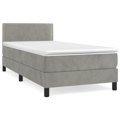 Box Spring Postel S Matrací Světle Šedá 90X200 Cm Samet