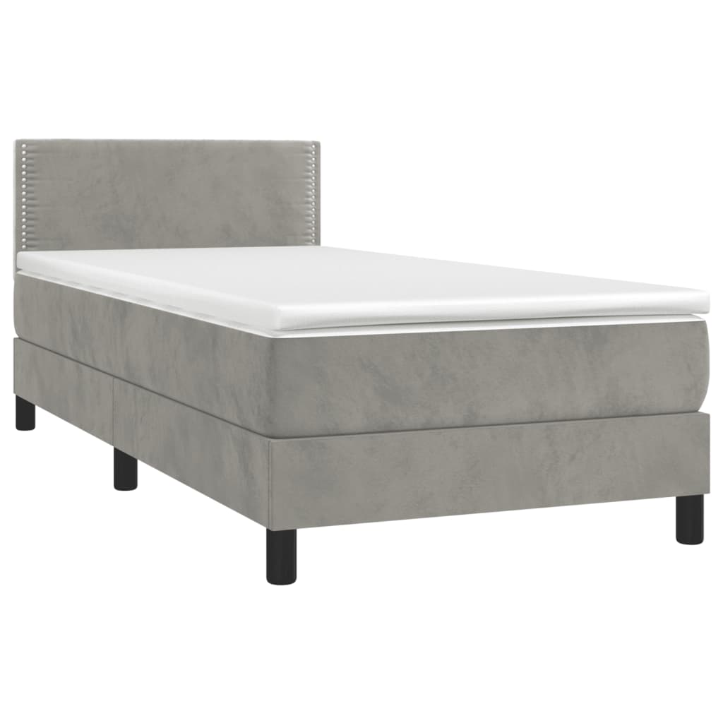 Box Spring Postel S Matrací Světle Šedá 90X200 Cm Samet