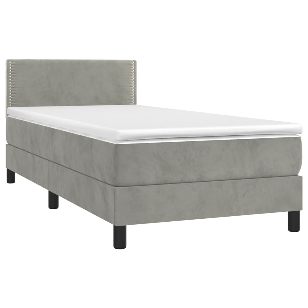 Box Spring Postel S Matrací Světle Šedá 100X200 Cm Samet
