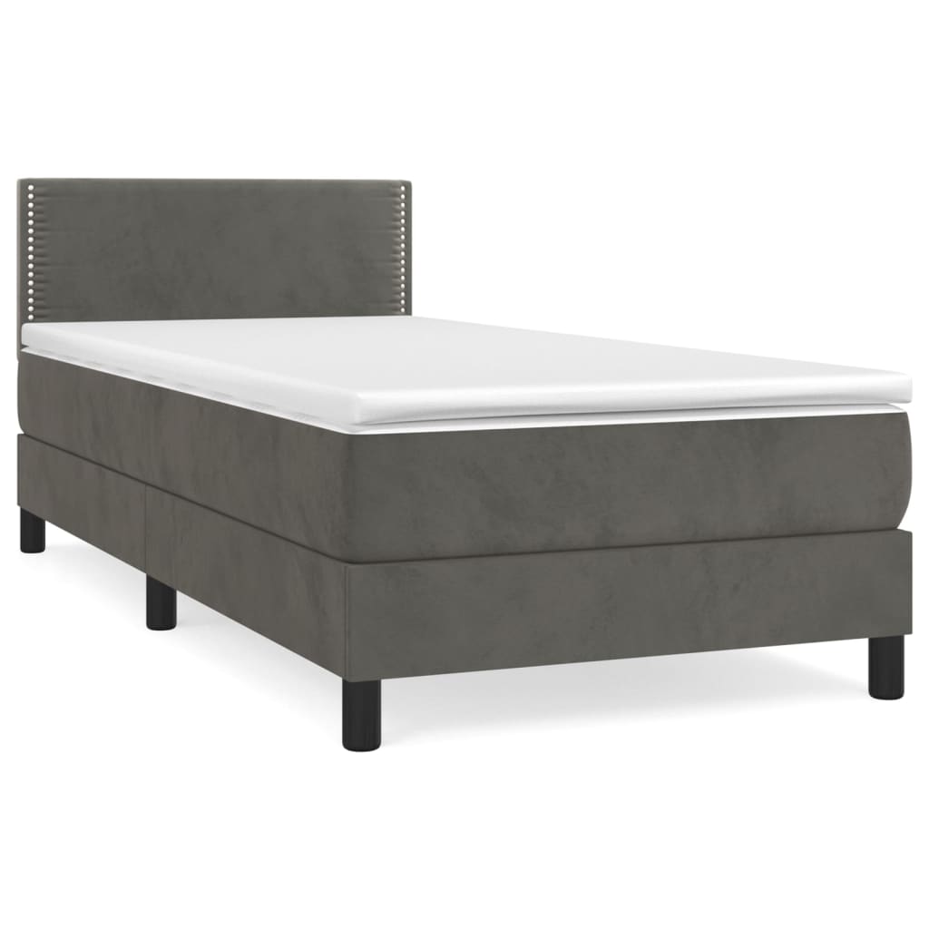 Box Spring Postel S Matrací Tmavě Šedá 100X200 Cm Samet