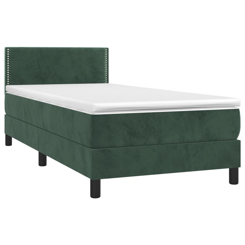 Box Spring Postel S Matrací Tmavě Zelená 100X200 Cm Samet