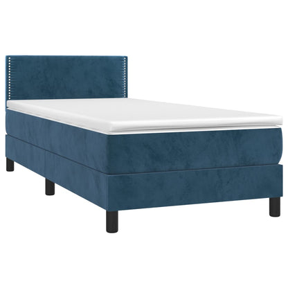 Box Spring Postel S Matrací Tmavě Modrá 100X200 Cm Samet