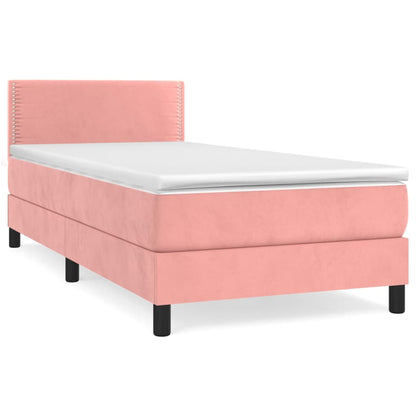 Box Spring Postel S Matrací Růžová 100X200 Cm Samet