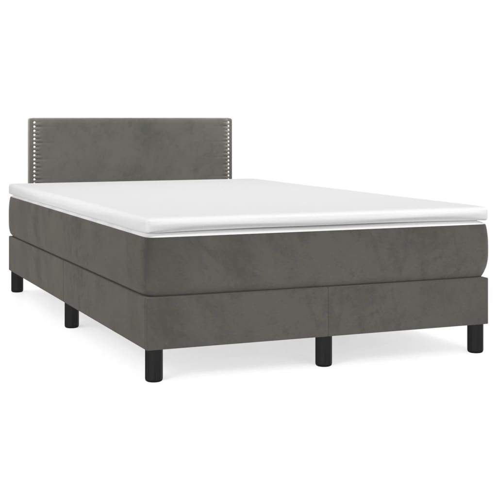 Box Spring Postel S Matrací Tmavě Šedá 120 X 200 Cm Samet