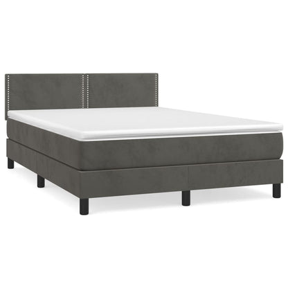 Box Spring Postel S Matrací Tmavě Šedý 140 X 190 Cm Samet