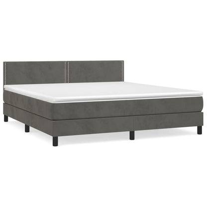 Box Spring Postel S Matrací Tmavě Šedá 160X200 Cm Samet