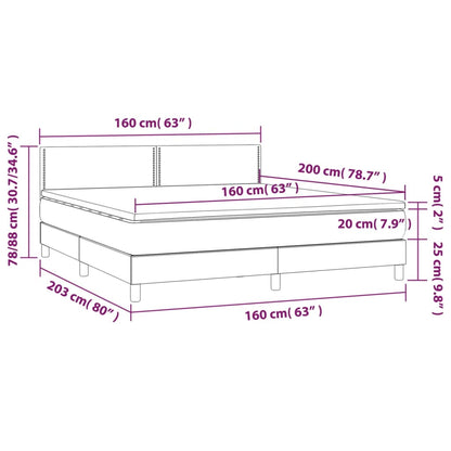 Box Spring Postel S Matrací Tmavě Šedá 160X200 Cm Samet