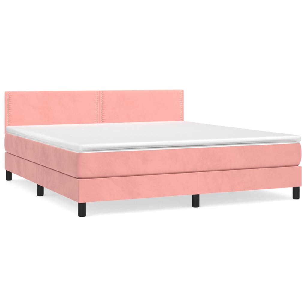 Box Spring Postel S Matrací Růžová 160X200 Cm Samet