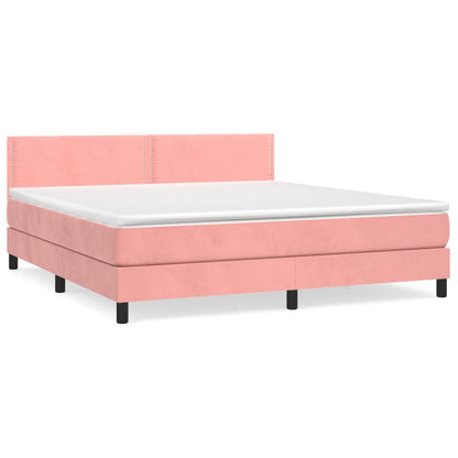 Box Spring Postel S Matrací Růžová 160X200 Cm Samet