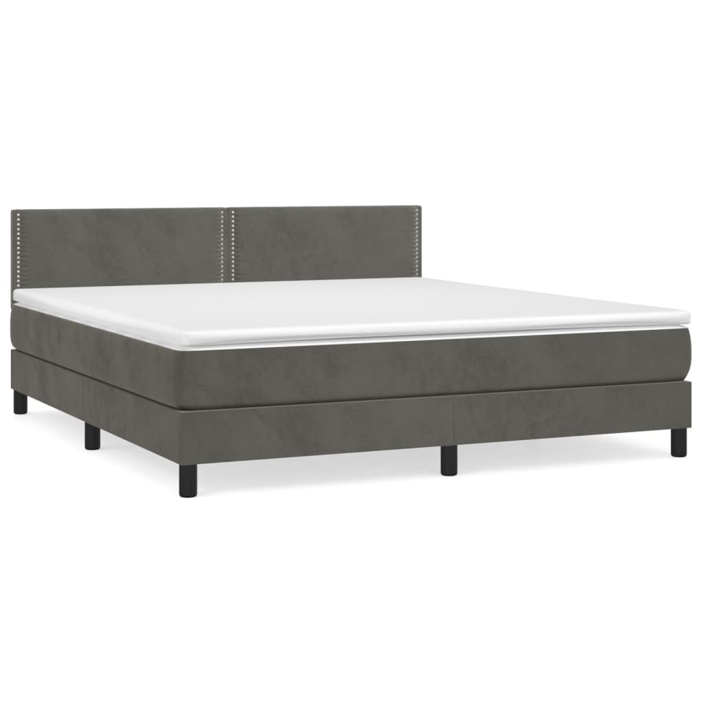 Box Spring Postel S Matrací Tmavě Šedá 180X200 Cm Samet