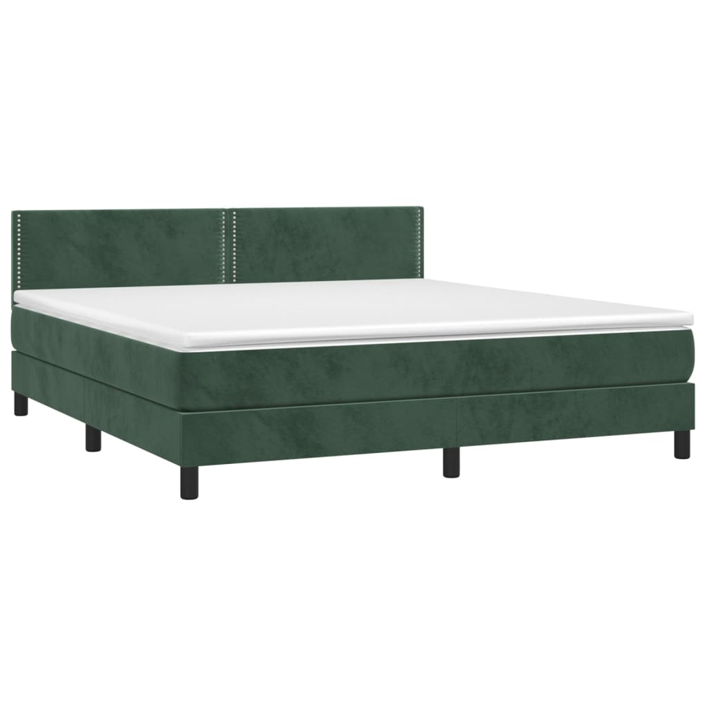 Box Spring Postel S Matrací Tmavě Zelená 180X200 Cm Samet