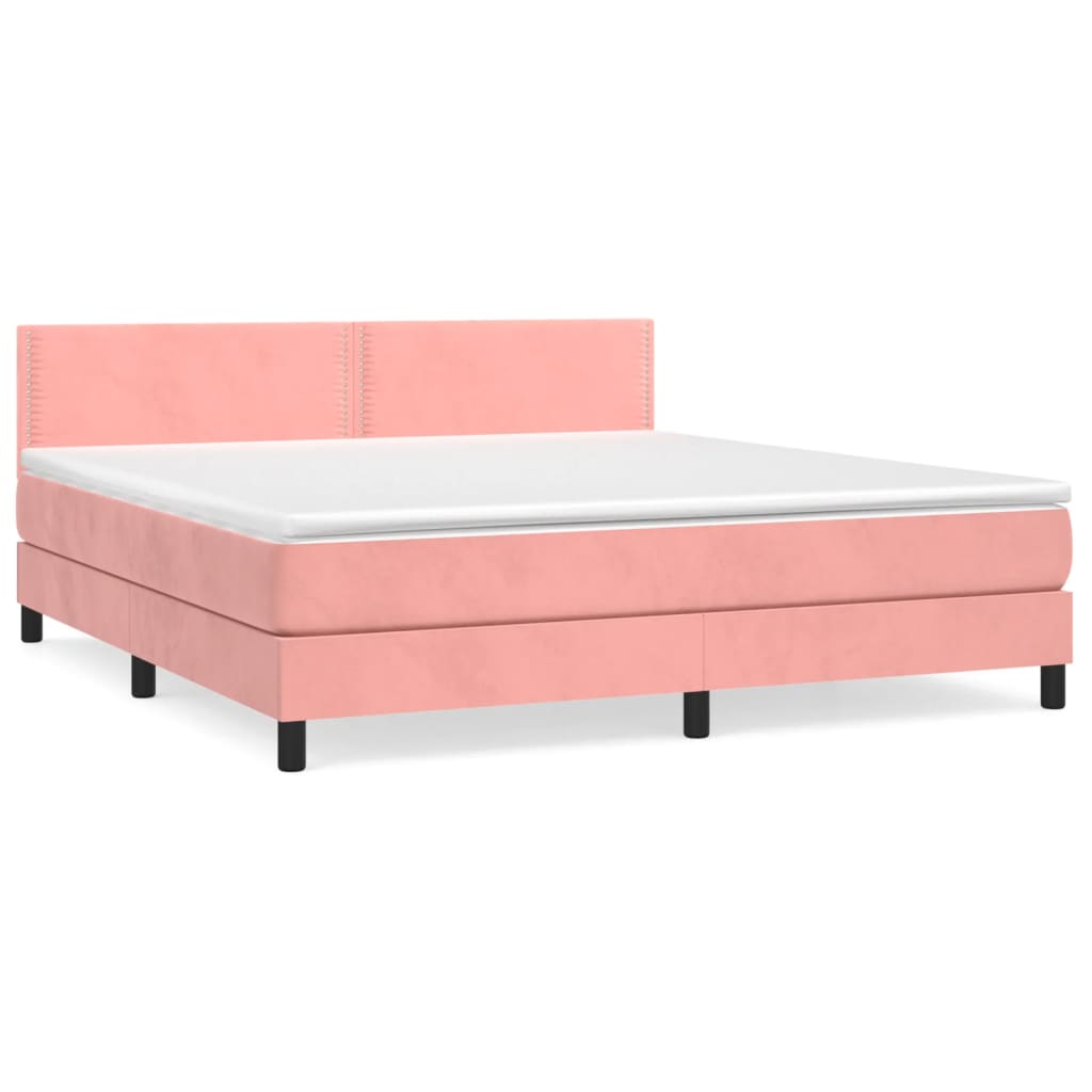 Box Spring Postel S Matrací Růžová 180X200 Cm Samet
