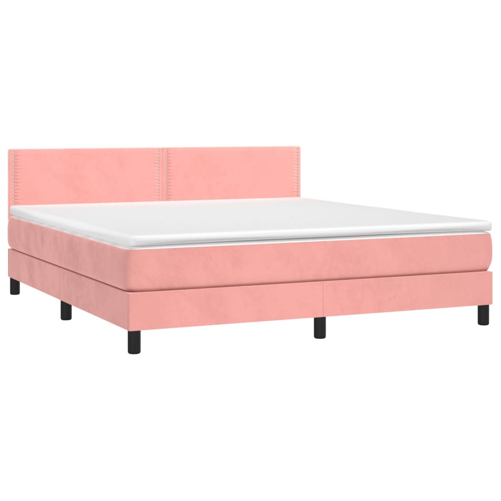 Box Spring Postel S Matrací Růžová 180X200 Cm Samet