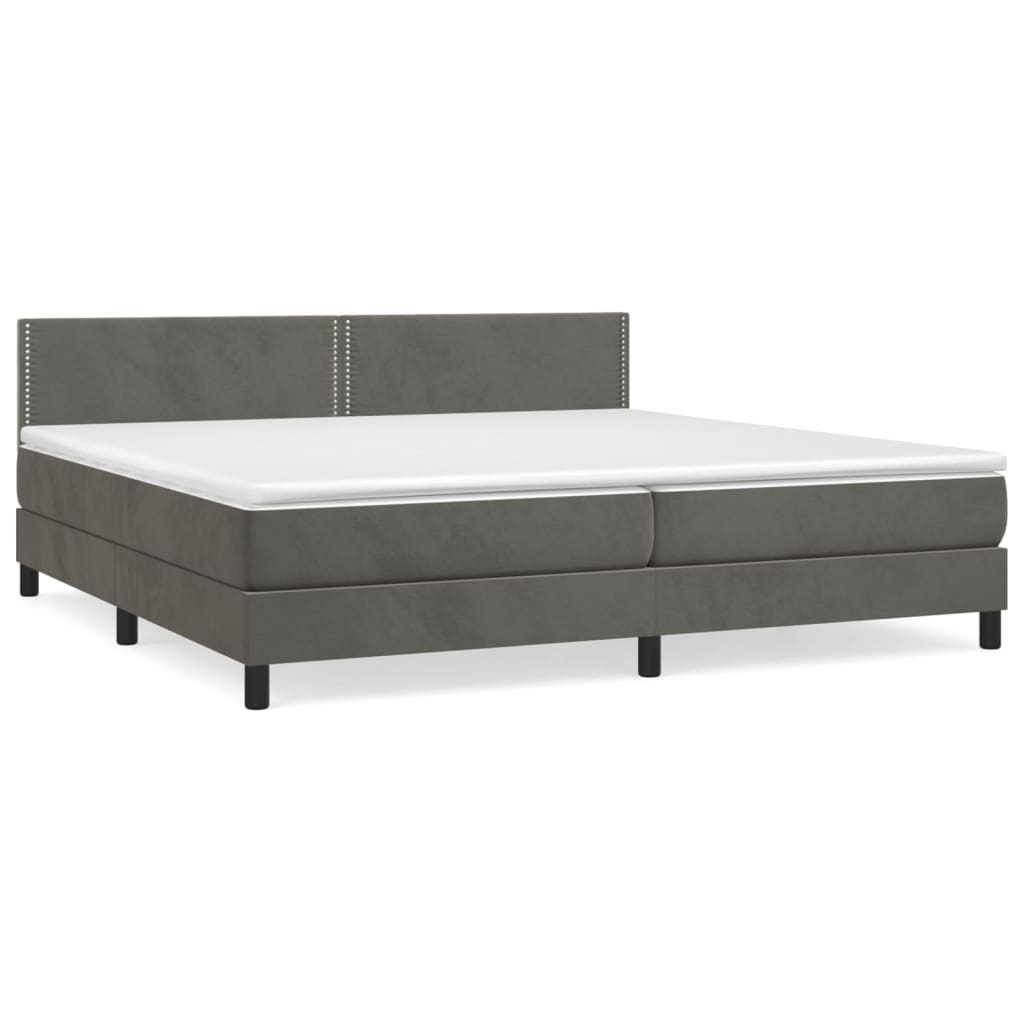 Box Spring Postel S Matrací Tmavě Šedá 200X200 Cm Samet