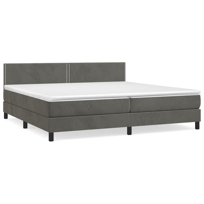 Box Spring Postel S Matrací Tmavě Šedá 200X200 Cm Samet