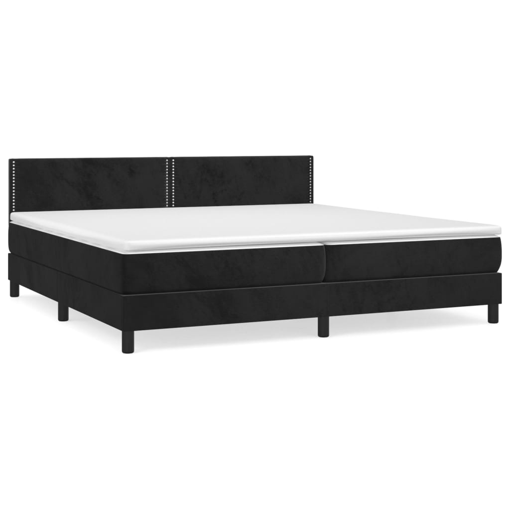 Box Spring Postel S Matrací Černá 200X200 Cm Samet