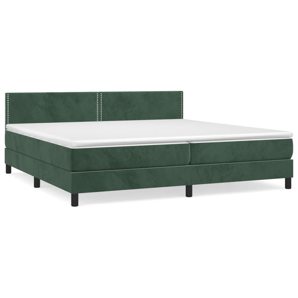 Box Spring Postel S Matrací Tmavě Zelená 200X200 Cm Samet