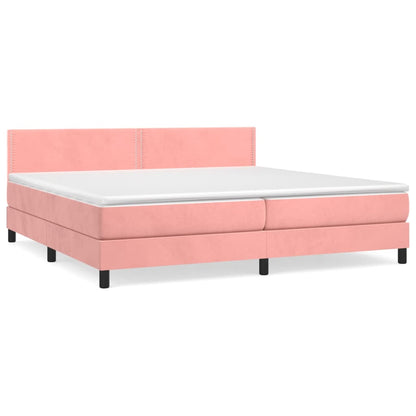 Box Spring Postel S Matrací Růžová 200X200 Cm Samet