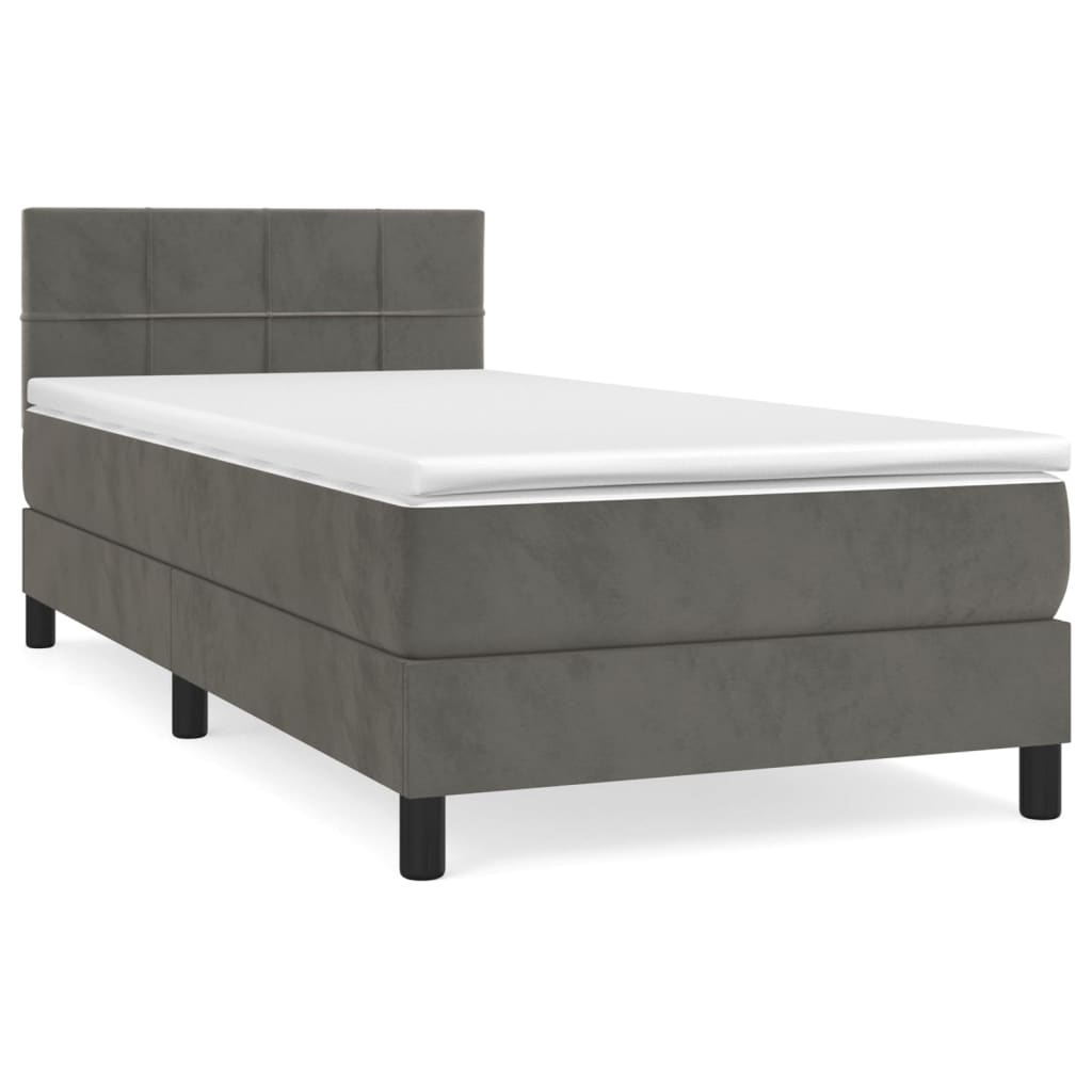Box Spring Postel S Matrací Samet Tmavě Šedá
