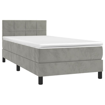 Box Spring Postel S Matrací Samet Světle Šedá