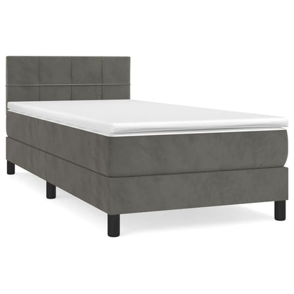 Box Spring Postel S Matrací Samet Tmavě Šedá