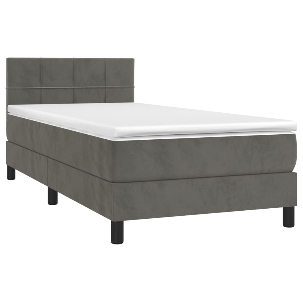 Box Spring Postel S Matrací Samet Tmavě Šedá