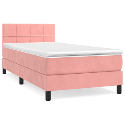 Box Spring Postel S Matrací Růžová 90X200 Cm Samet