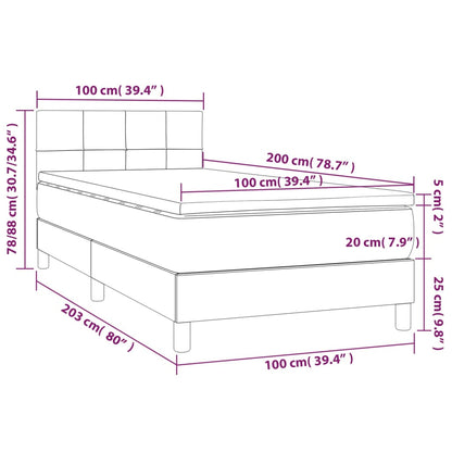 Box Spring Postel S Matrací Samet Světle Šedá